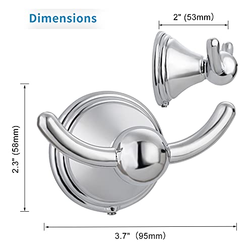 Filta Bathroom Towel Hooks, Polished Chrome Robe & Towel Hooks For Bathroom Wall Mounted, Traditional Bathroom Towel And Robe Wall Hooks For Hanging Towels, Bath Towel Hook For Shower Wall (2 Pack) #TOP3