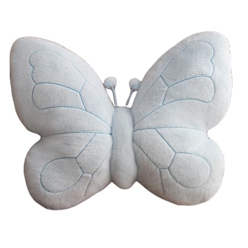 Coussin décoratif papillon 3D bleu doux pour la peau