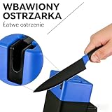 14-elementowy zestaw noży kuchennych, wytrzymały zestaw noży do gotowania o ostrzu jak brzytwa z niemieckiej stali nierdzewnej w bloku i szlifierce, profesjonalny zestaw noży do kuchni (Niebieski)
