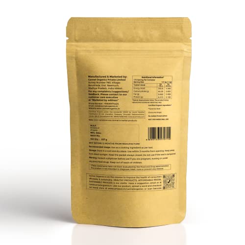 Image of CARMEL ORGANICS Turmeric Root Powder(227 g (Pack of 1))| Haldi Powder | Jaivik Bharat Certified | Non-GMO | Chemical Free & Pesticides Free | No added preservative | Manjal Podi /Pasupu Podi