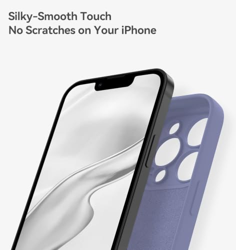 Image of DIZORO Square Microfiber Candy Case Compatible for iPhone 13 Pro Max Shockproof Slim Back Cover Liquid Silicone Case - Lavender Grey