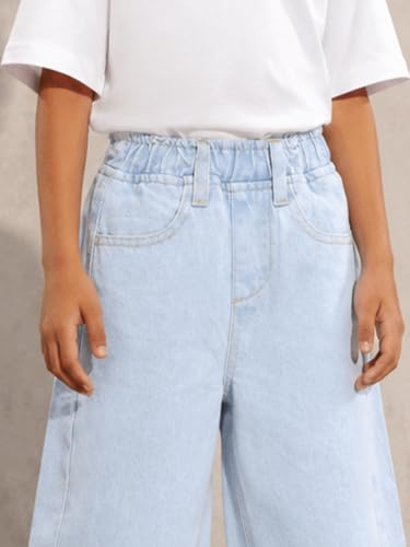Image of KiddoPanti Boys Baggy Jeans | Stretch Denim Wide Leg Jeans | Elastic Waist Casual Denim Pants | Cotton Blend Loose Fit with 4 Pockets | Kids Street wear | 2-14 Years