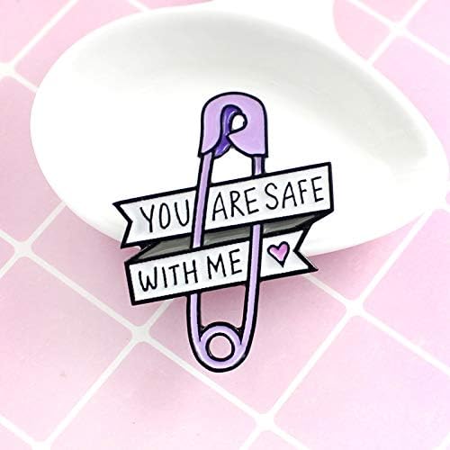 ROSTIVO Enamel Pins for Backpacks Aesthetic Pin for Men and Women You are Safe with Me Pin - Image 2