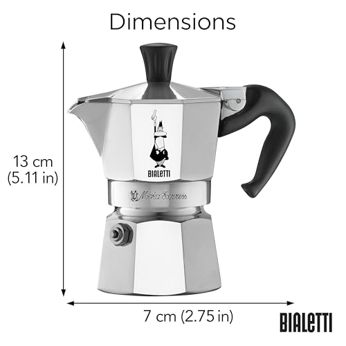 Bialetti - Moka Express: Iconic Stovetop Espresso Maker, Makes Real Italian Coffee, Moka Pot 1 Cup (2 Oz - 60 Ml), Aluminium, Silver