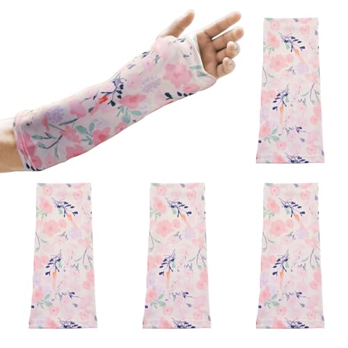 SHFGYG 4 Packs Arm Cast Cover Sleeve Protectors for Arms Cast Sleeve Decorations for Adult Arm Protection Sleeves for Cast Wound Breathable & Comfortable (Floral Print)