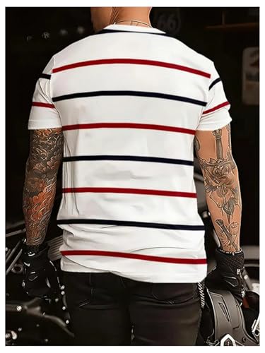 Image of RoseSeek Men's Color Block Short Sleeve Tee Shirts Casual Crewneck T Shirt Trendy Summer Tops