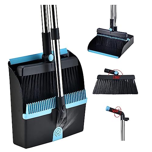YIORYO Besen und Kehrschaufel mit langem Griff for Zuhause, Küche, Zimmer, Büro, Lobby, Boden, aufrechter Stand-Up-Set – Bild 8