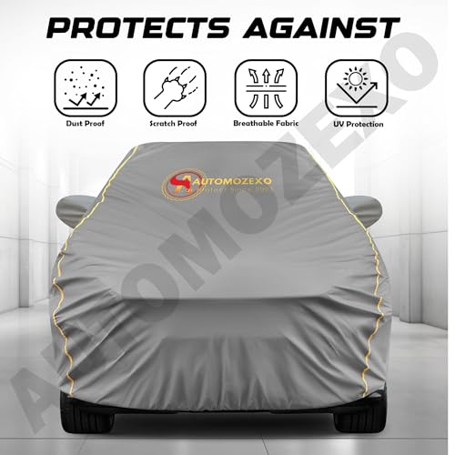 Image of Maruti Alto K10 100% Waterproof Car Cover for All Weather Protection with Mirror Pocket Inner Cotton Layer Triple Stitched Cover with Adjustable Belt Bottom Elastic to Secure Fit -Jungle