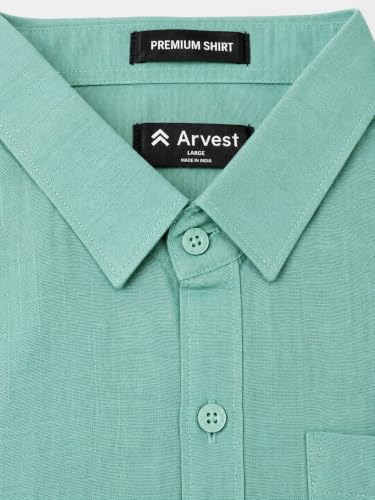 Image of Arvest Men's Solid Linen Casual Shirt | Regular Fit | Breathable | Full Sleeve