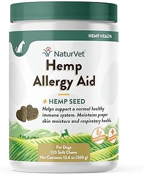 NaturVet Allergy Aid Hemp Soft Chew 120 Count (Jar) for Dogs