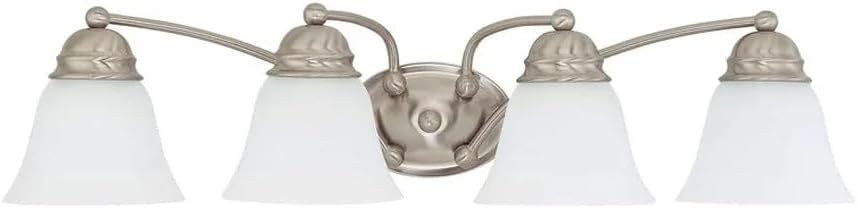 Nuvo 60/347 Empire Four Light Vanity with Alabaster Glass, Old Bronze, 29 in