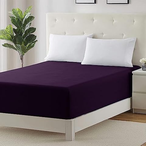 Prime Linens Extra Deep Aubergine Fitted Sheet Cover