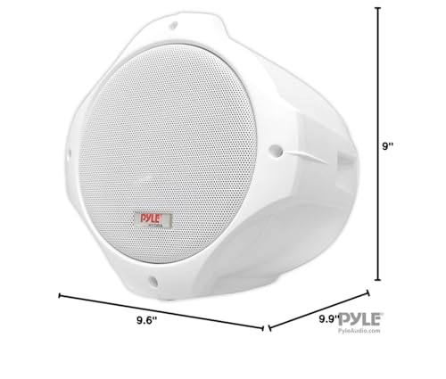 Image of Pyle Waterproof Marine Wakeboard Tower Speakers - 8in Dual Subwoofer Speaker Set and 1 inch Tweeter with 300 Watt Power - 2-Way Boat Audio Stereo System with Mounting Bracket - 1 Pair PLMRW85 (White)