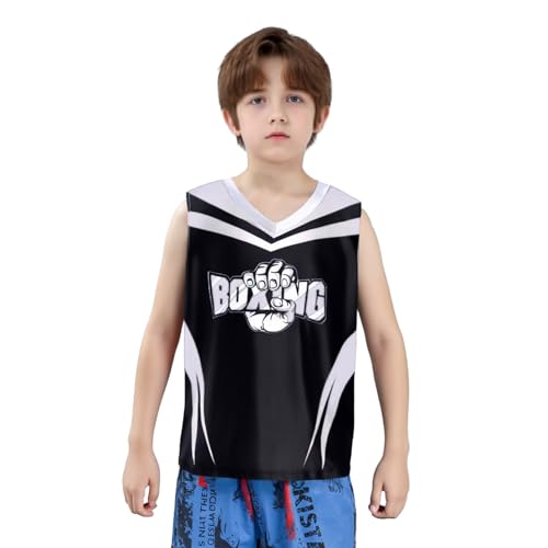 Kids Boys 3Pcs Sport Set Color Block Letter Printed Outfit for MMA Kickboxing Exercises Black 12 Years3