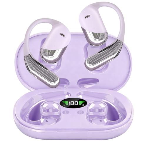 2026 Open Ear Headphones,Over Ear Buds Clip Wireless Earbuds Built-in Mic Earhook,Bluetooth LED Display,60H Playtime Touch Control Ultra-Comfort Design for Cycling,Running,office,walking,Ear Hooks