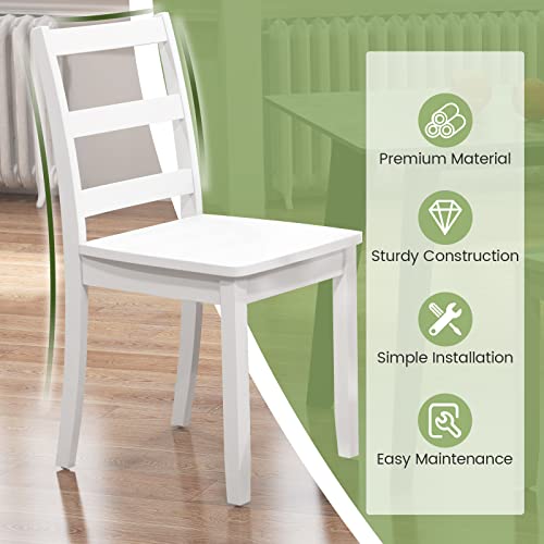 Image of COSTWAY Dining Chairs Set of 4, Mid-Century Modern Wooden Chairs, White