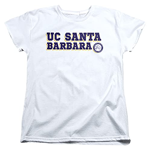 University of California Santa Barbara Official Block Text Womens T Shirt White Small