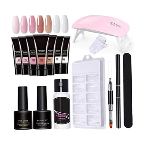 Nail Extension Kit,Polygel Nail Kit,Poly Gel Nail Kit with Lamp UV LED Gel Polish Starter Kit Nail File Clip Acrylic Nail Kits Full Set for Beginners Cover