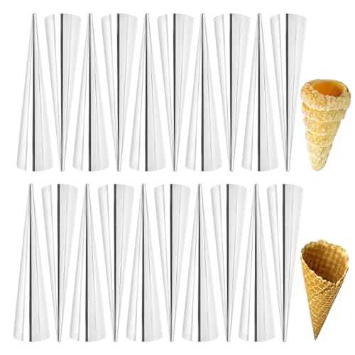 ZORTVUL Croissant Moule Cannoli Moule 20 Pièces,Moules À Cornets En Acier Inoxydable,Moules À Pâtisserie Pour Croissants, Pâte Feuilletée, Crème Glacée