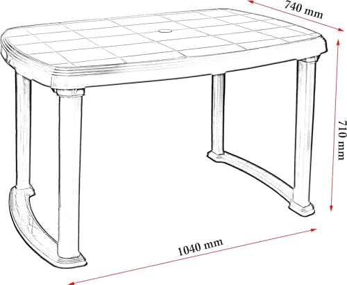 Image of NOVATEC Heavy Sumo Plastic Dining Table for Home, Restaurant, Cafe, Outdoor, Garden | Strong & Durable | 4-6 Seater Modern Dining Table (Biege) (Rosewood)