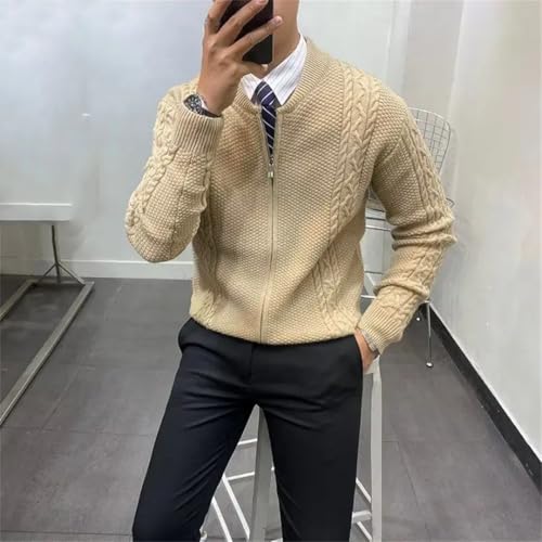 Men's Zipper Knitted Cardigan Twisted Sweater Jacket3