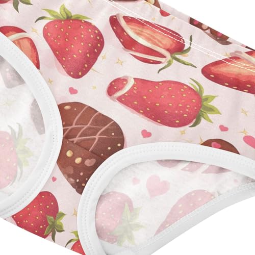 Wusikd Strawberry Chocolate Girls' Underwear Cotton Hearts Girls Briefs Soft Toddler Underwear 2T4