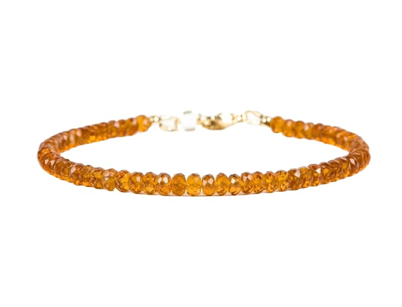 Bracelet grenat hessonite argent sterling minimaliste pour femme 7"