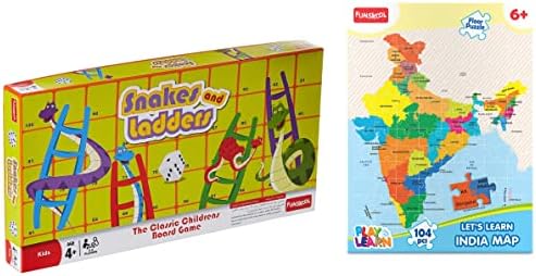 Funskool Games - Snakes & Ladders, 4 & Above&Funskool Play, Read & Learn India Toy Map,for 6 Year Old Kids and Above