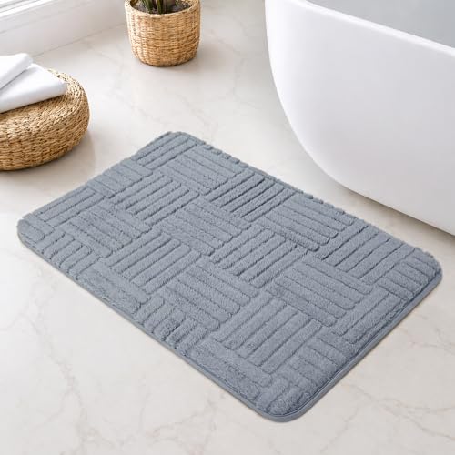Image of LUXE HOME INTERNATIONAL Microfiber Bath Mat for Bathroom Anti Slip Water Soak Plush Soft Bahrain Maze Door Mat for Home Bedroom Washable Floor Rug (40x58cm Sky Blue) Pack of 1