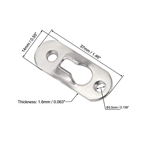 Image of uxcell Keyhole Hanging Plate, 37mm x 14mm Single Hole Hook for Picture Frames with Screws, 50 Pcs (Silver)