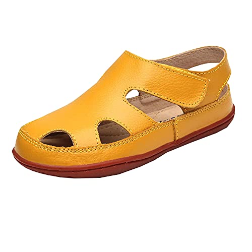 Catálogo de Calzado Coloso al mejor precio. 39 Auhoho Sandalias de piel con puntera cerrada para niños y niñas, Amarillo, 15.5 MX Niño
