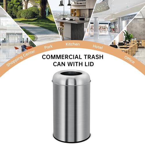 Caneca de basura grande 50 L acero inoxidable abierta miniatura 6