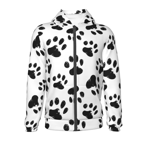 Paw Print Kids Pullover Hoodies Boys Zip Up Sweatshirts Girls Athletic Clothes with Pocket2