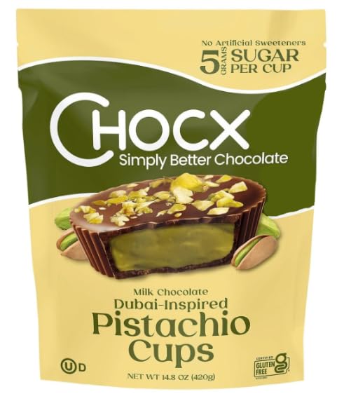 Milk Dubai Chocolate Inspired Pistachio Cups, Creamy Pistachio Filled Milk Chocolate Treats, Premium Dessert Cups, 14.8 oz