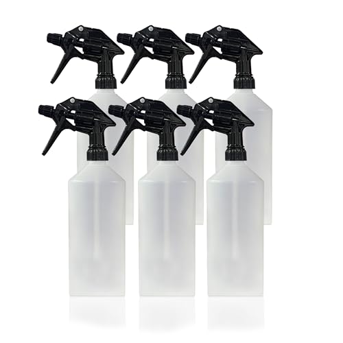 6 x 1 Litre Chemical Resistant Trigger Spray Bottles - Garden, Home & industrial Use