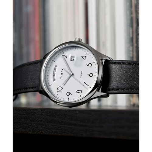 Image of Timex Men's Modern Easy Reader 40mm Watch - Black Strap White Dial Silver-Tone Case