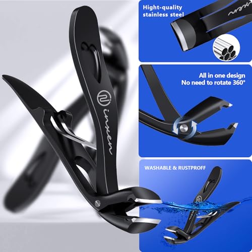 Winkelkopf Nagelknipser für Dicke Fußnägel, Ergonomischer Nagelknipser Set für Dicke Nägel, Groß Nail Clipper Nagelzwicke Zehennagelknipser Fingernagel knipser mit Auffangbehälter für Senioren Männer