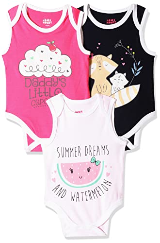 Image of Amazon Brand - Jam & Honey baby-girls Baby Boys & Girls Romper | New Born Baby Clothes | Label Free Comfort | 100% Cotton Baby Rompers | Onesies for Babies (Pack of 3)