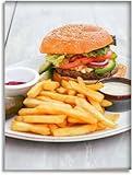 Bathroom Wall Art Decor Bathroom Pictures for Wall Artwork Angus Beef cheese Burger avocado and fried tulum beach bar restaurant Framed Canvas Wall Art for Bedroom Dining Room Farmhouse 16'x20'