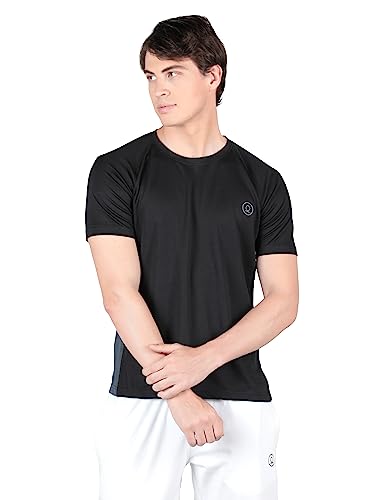 Image of CHKOKKO Men's Round Neck Gym Sports T-Shirt Black S