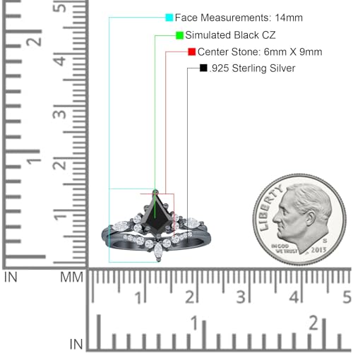 OMRANII Two Piece Kite Shape Bridal Ring Set Marquise Crown Stackable Band Cubic Zirconia Wedding Engagement Ring Solid 925 Sterling Silver4