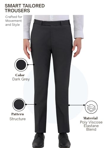 Image of Park Avenue Men's Polyester Blend Checks Small Pattern Super Slim Fit Flat Front Formal Trouser