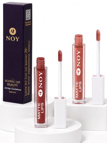 Image of NOY Pure 100% Non Transfer Nude Texture Elegance Quartet A Matte Finish Liquid Lipstick For Women Medley Brown Nude, Nude (Pack OF 2) #WC101