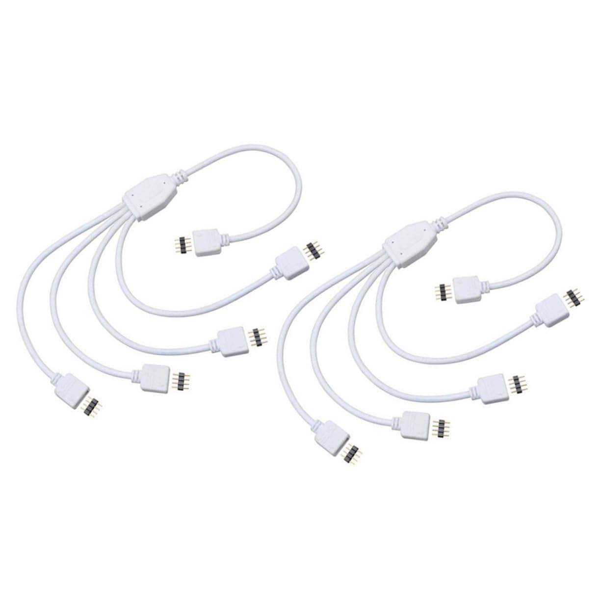 HOMSFOU 2pcs Led Splitter Connector Cable 4 Pin Rgb Light Strip Splitter Adapter 10 Male Pins for One to Four Way Rgb Led Strip Extension