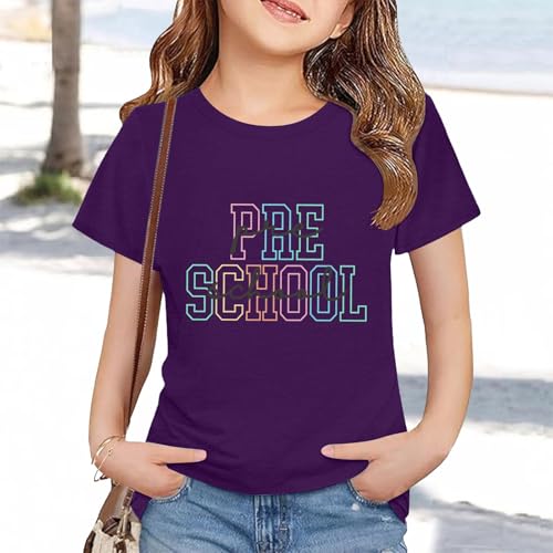 Toddler Back to School Shirt Kids Boys Girls First Day of Preschool Tshirt Youth Cute Graphic Tee (a-Purple, 6-7 Years)4