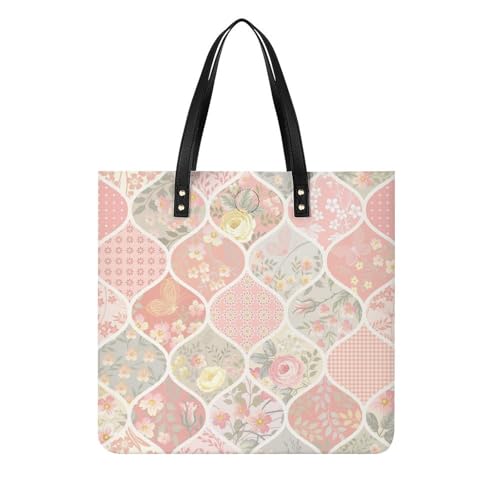 Tote bag pour voyage fleurs roses femmes grand sac shopper à bandoulière 39cm