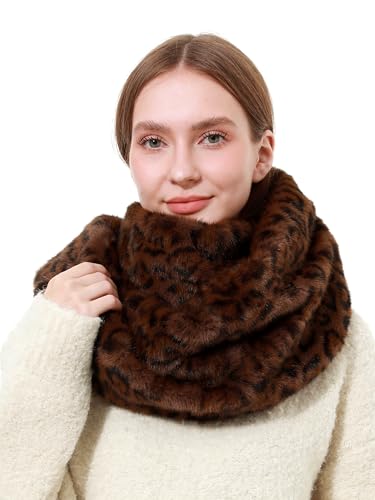 LA CARRIE Womens Leopard Print Infinity Scarf Loop Circle Neck Warmer