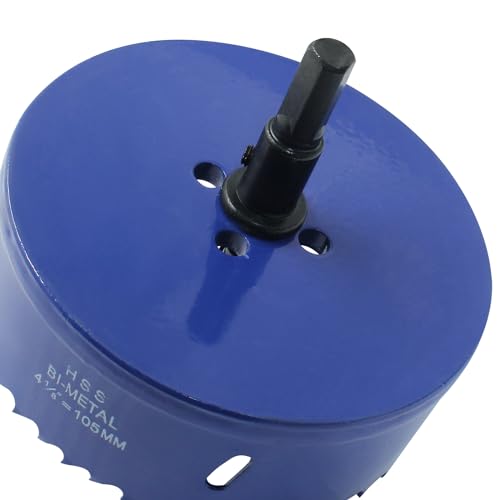 Image of Luomorgo 105mm /4 1 /8 inch Hole Saw, 1 1 /4 inch Cutting Depth | HSS Bi-Metal, For Wood Cornhole Boards, For Plastic Drywall, For Metal Sheet