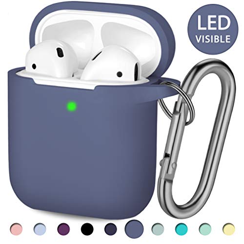 Hamile Compatible with AirPods Case [Front LED Visible] Soft Silicone Protective Cases Cover