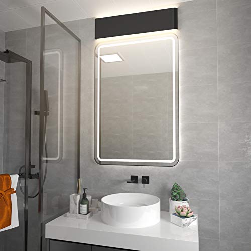 Aipsun 20W/24in Rectangular LED Black Modern Wall Sconce Horizontal Up and Down Wall Mount Light for Indoor Vanity Bar Light Bedroom Living Room Bathroom Home Lighting Fixtures (Warm White 3000K)